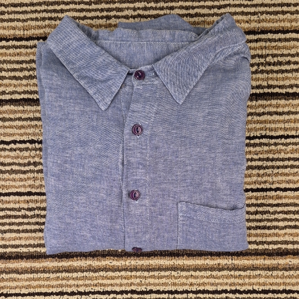 ESBY Apparel Austin TX Blue‎ Grey Twill Cotton Linen XL Mens Long Sleeve Shirt